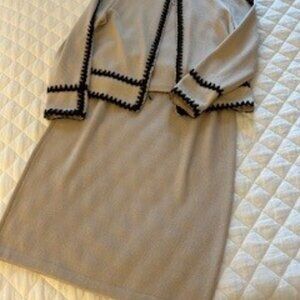 St. John 3-Piece Suit - Beige and Black trim - Size12-14